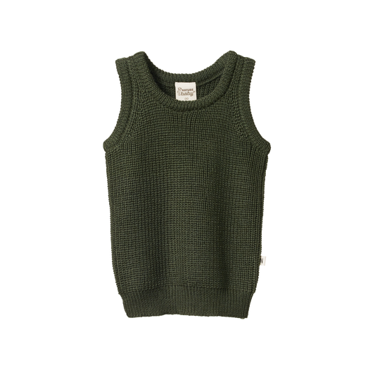 Nature Baby Merino Knit Vest Thyme Chunky Knit