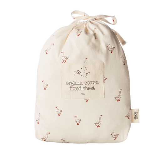 Nature Baby Fitted Sheet Jersey Goosey Natural Print Cot