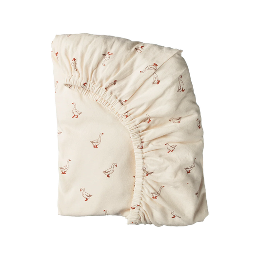 Nature Baby Fitted Sheet Jersey Goosey Natural Print Bassinet