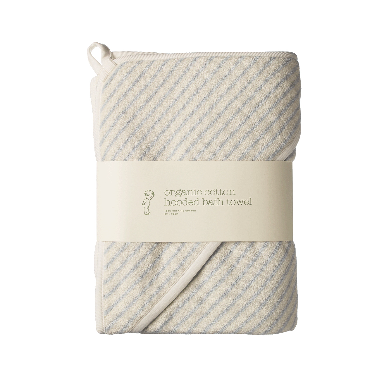 Nature Baby Organic Cotton Hooded Towel Aqua Sailor Stripe