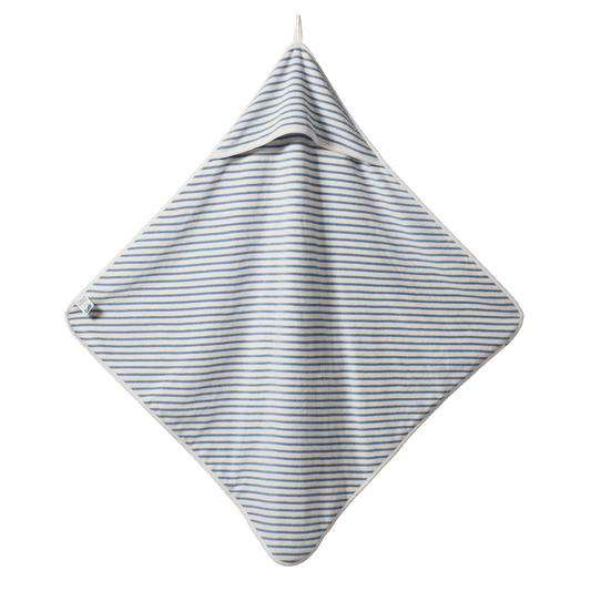 Nature Baby Organic Cotton Hooded Towel Powder Blue Sailor Stripe