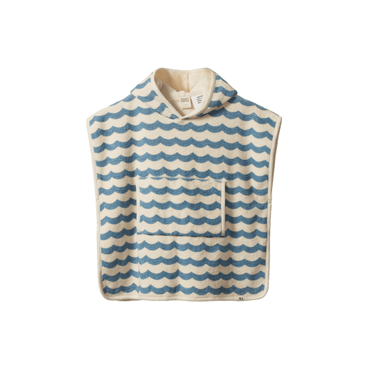 Nature Baby Organic Cotton Poncho Towel Waves Print