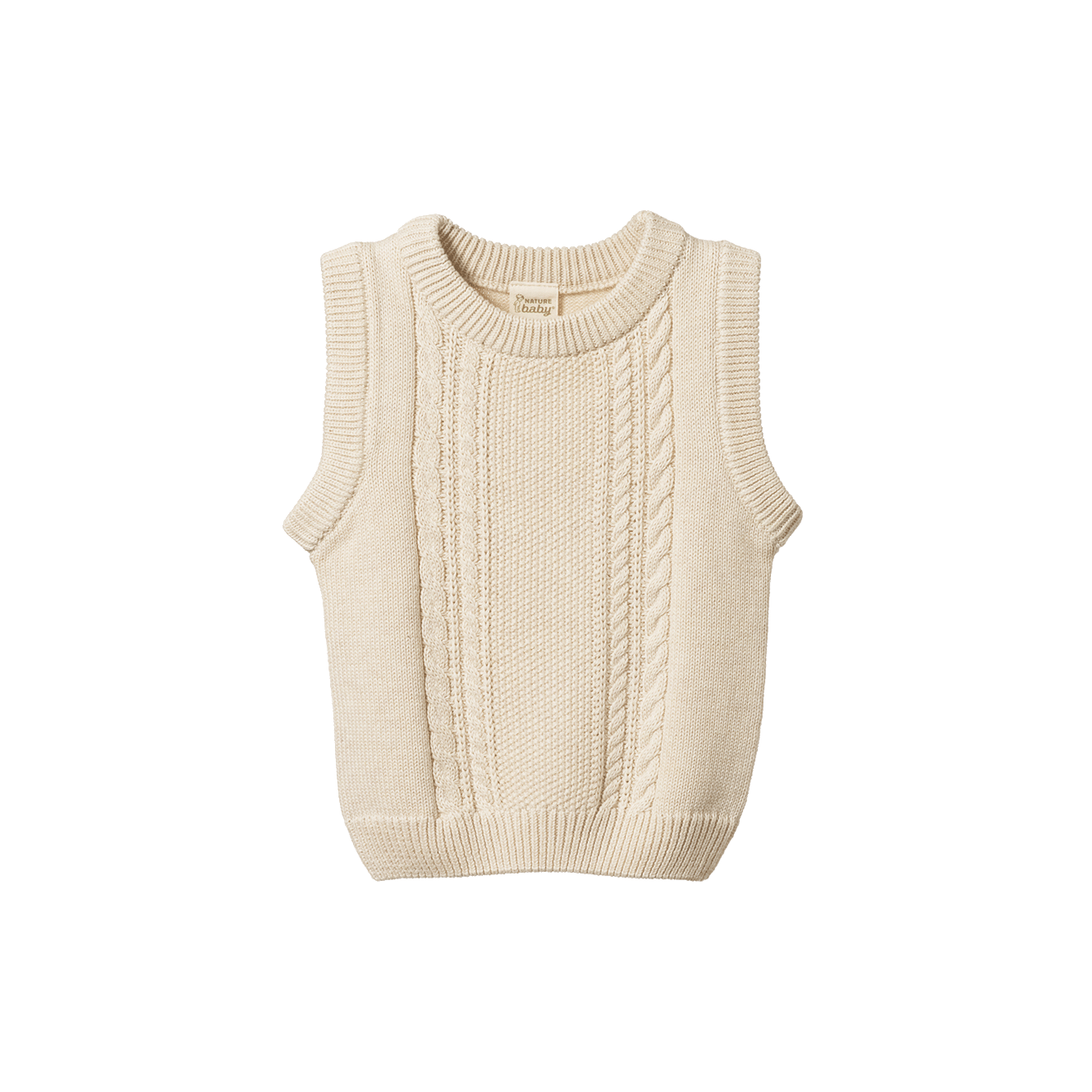 Nature Baby Walter Vest Oatmeal Marl Cable Knit