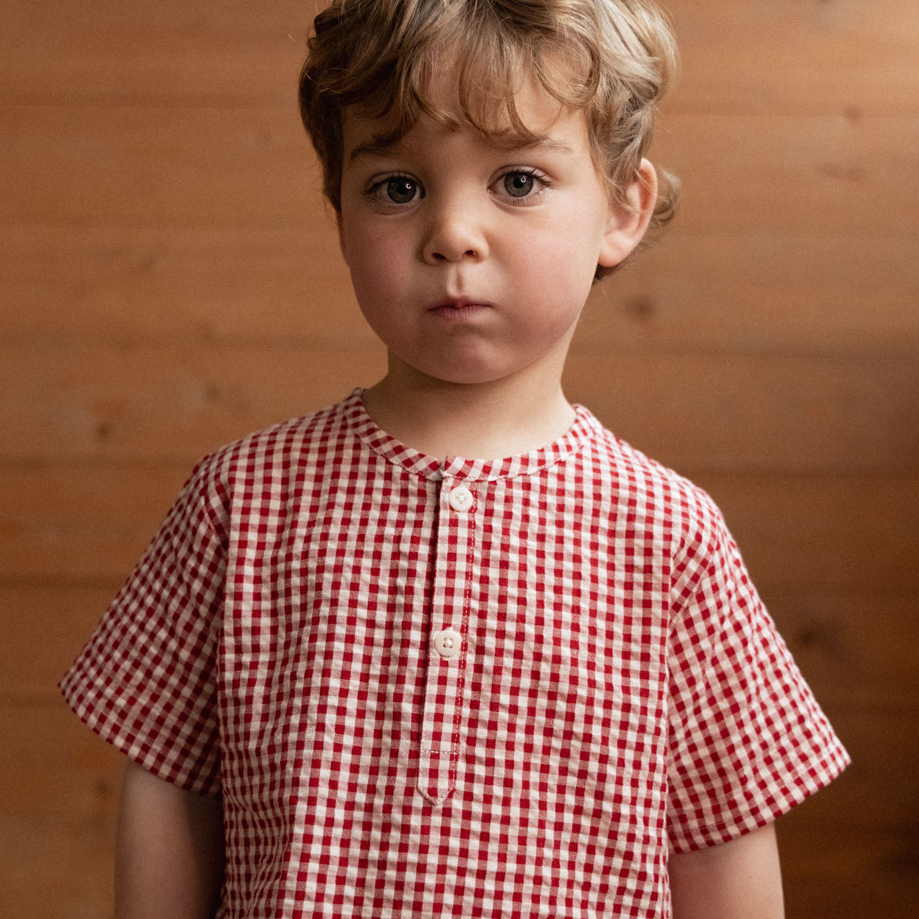 Nature Baby Short Sleeve Caravan Shirt Red Check Gingham