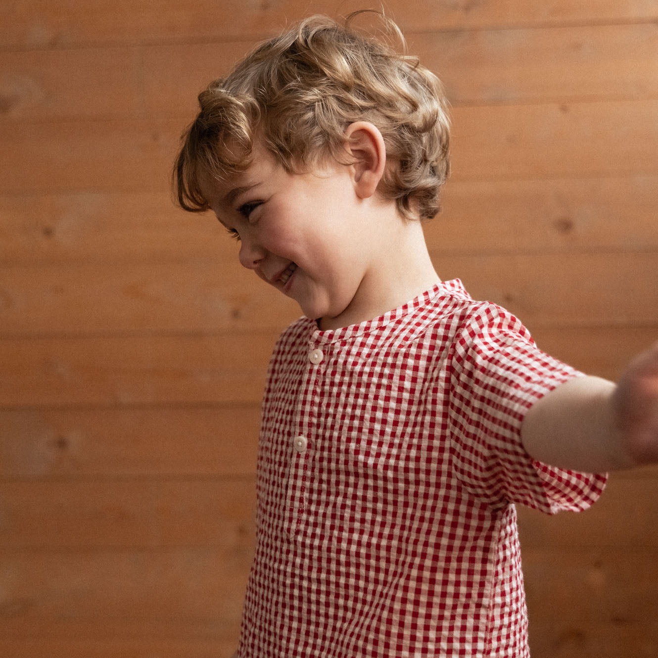 Nature Baby Short Sleeve Caravan Shirt Red Check Gingham