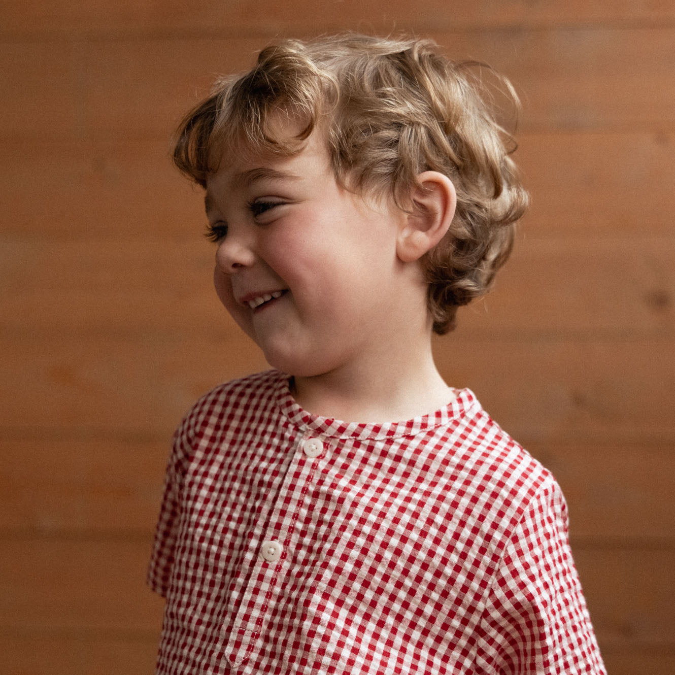 Nature Baby Short Sleeve Caravan Shirt Red Check Gingham