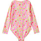 Milky Neon Bloom Long Sleeve Swimsuit