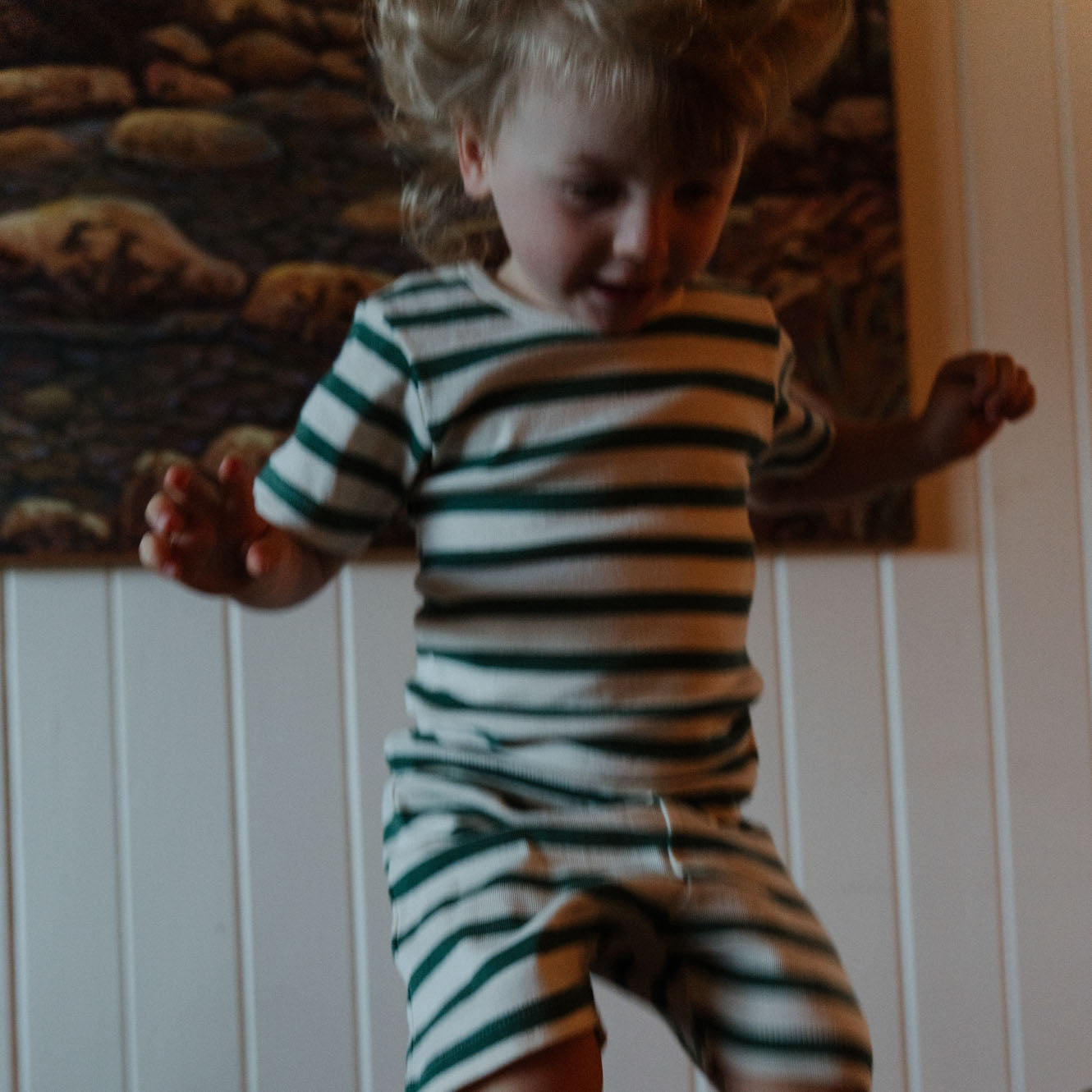 Nature Baby Shortie Pyjama Set Peppermint Holiday Stripe