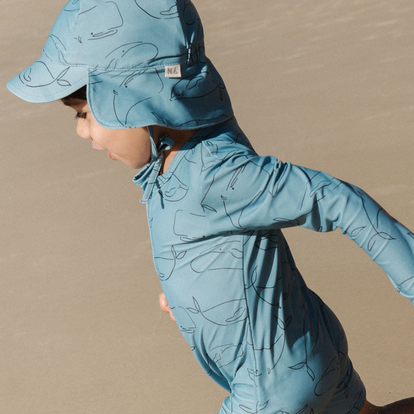Nature Baby Dash Hat Swim Blue Whale Print