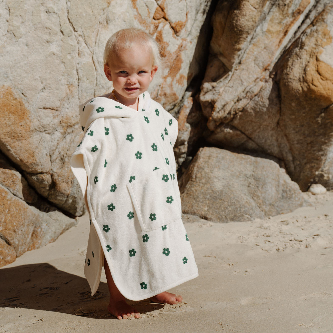 Nature Baby Organic Cotton Poncho Towel Flora Natural Print