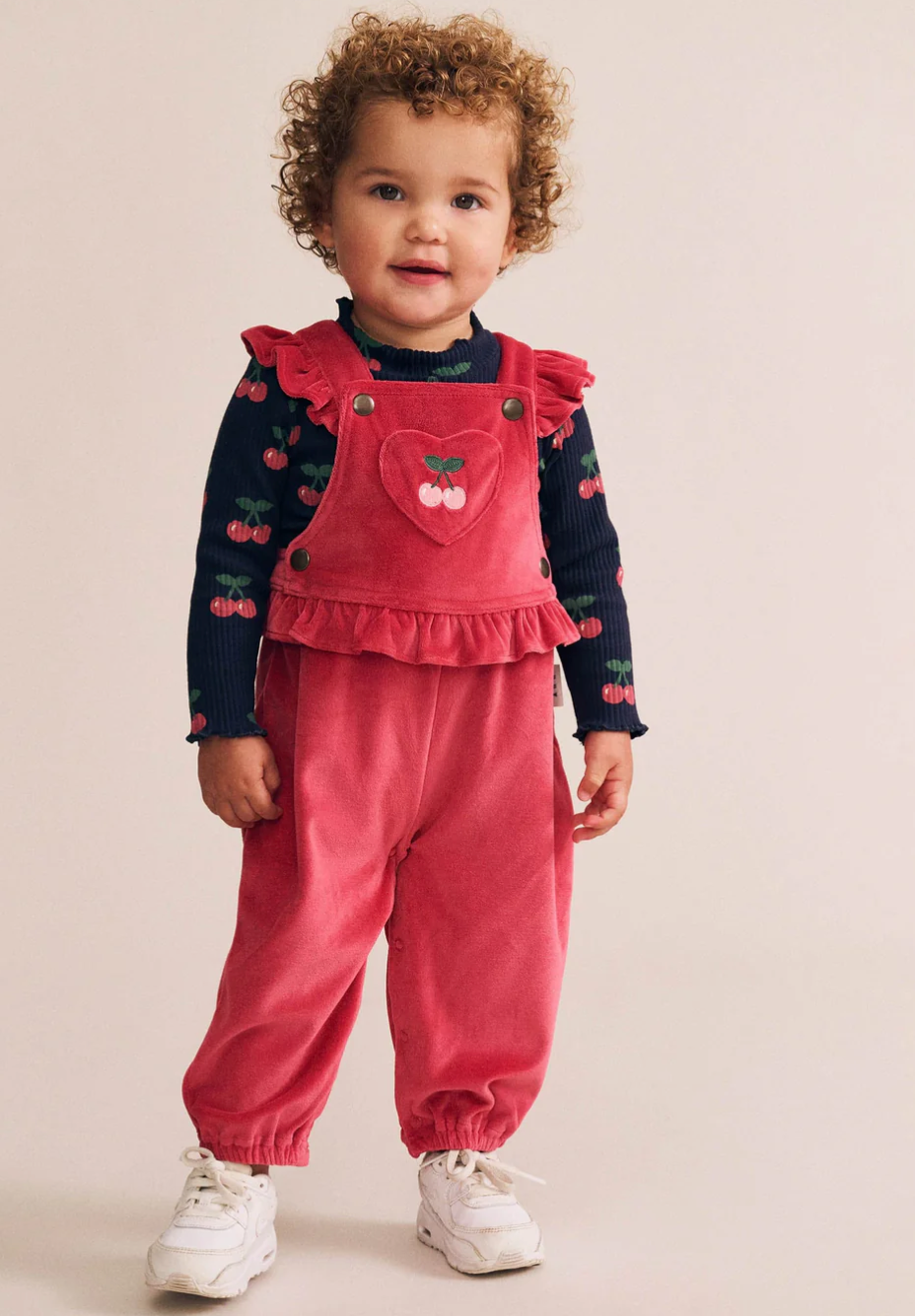 Huxbaby Very Cherry Velour Frill Overall
