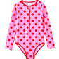 Milky Polka Dot Long Sleeve Swimsuit