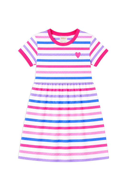 Milky Pretty Stripe Rib Dress