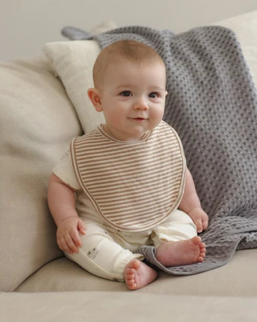 Quincy Mae Jersey Snap Bib, 2 pack | Bunnies + Almond Stripe