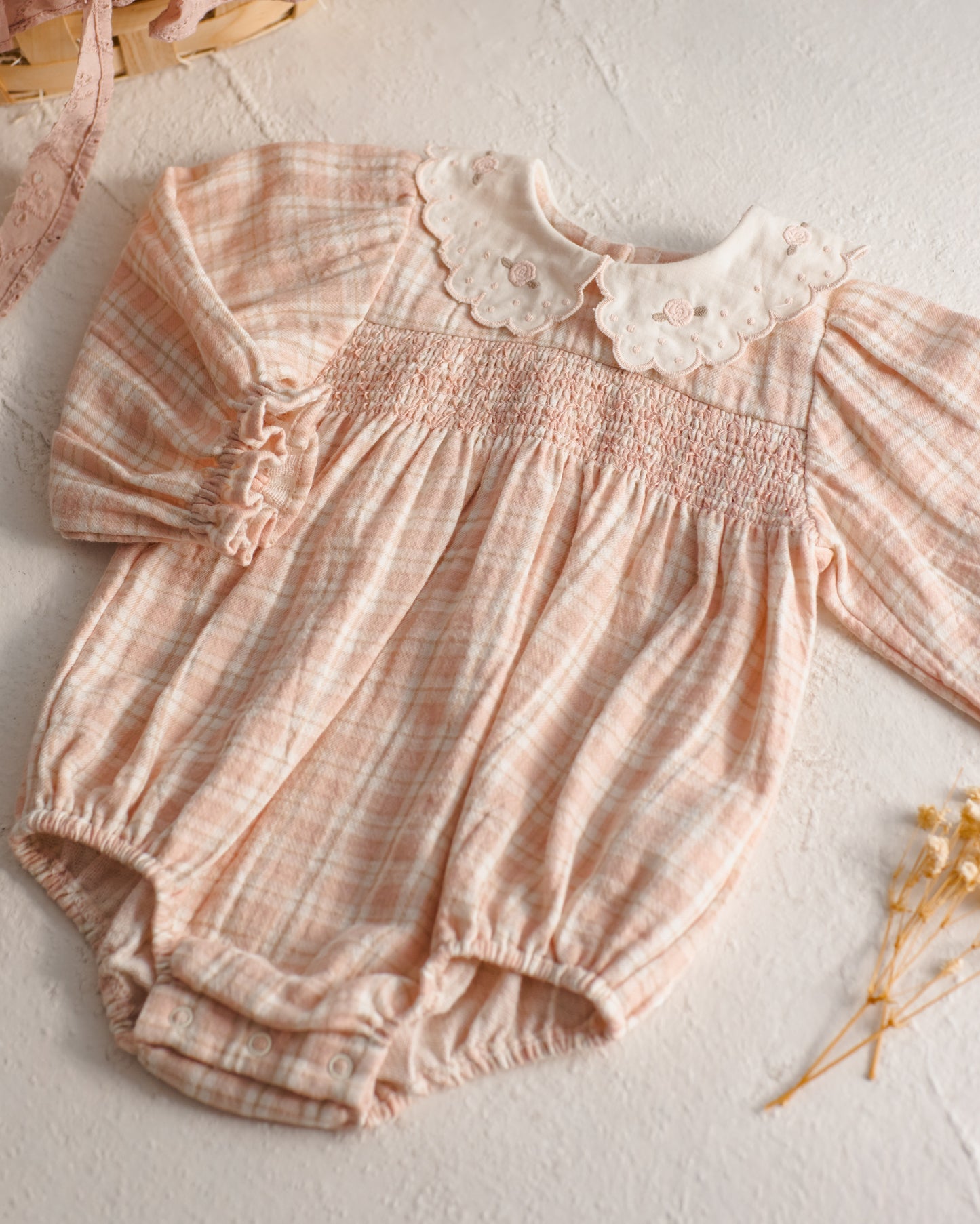 Quincy Mae Callie Romper Pink Plaid