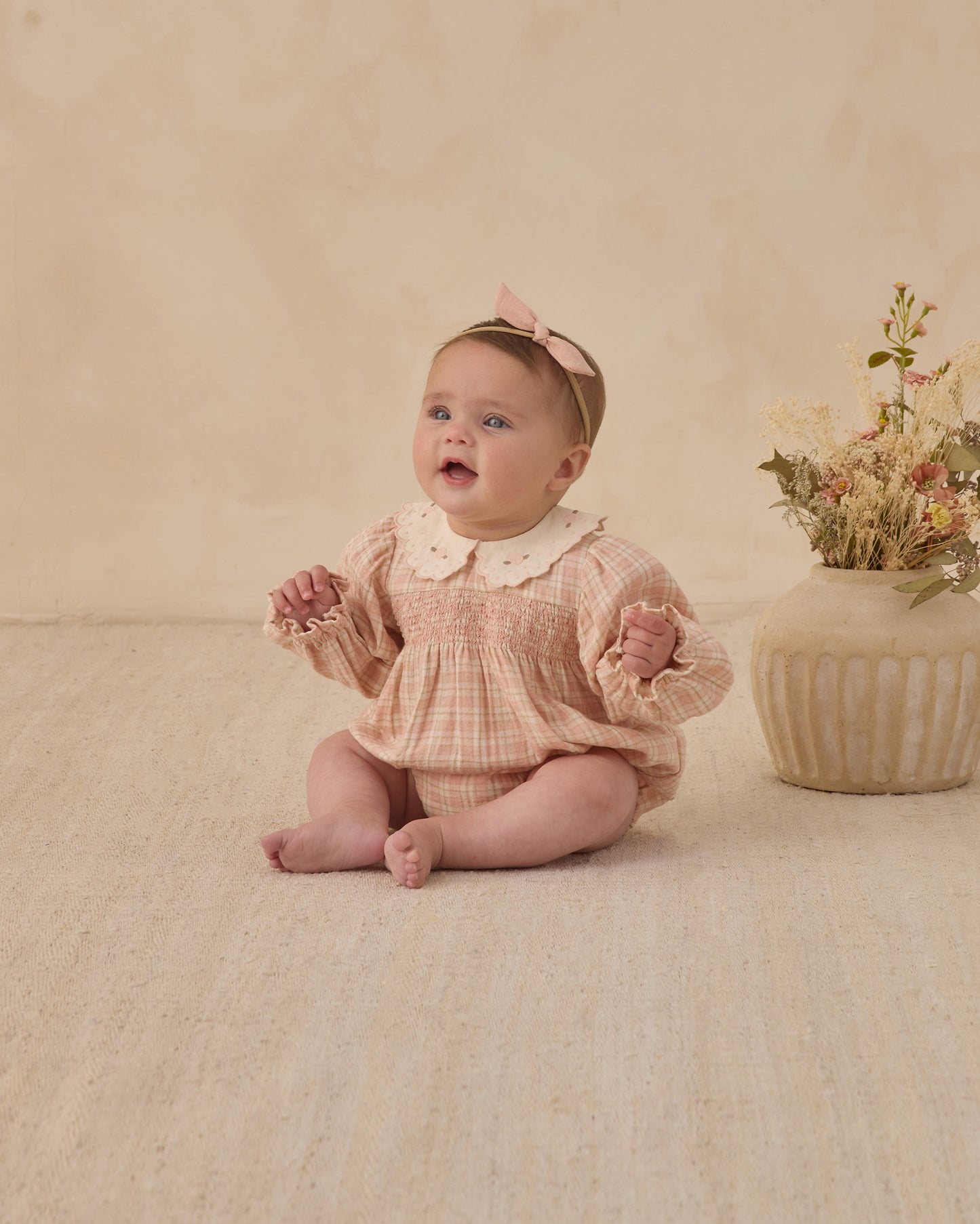 Quincy Mae Callie Romper Pink Plaid