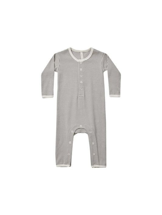 Quincy Mae Ribbed Baby Jumpsuit Lagoon Micro Stripe
