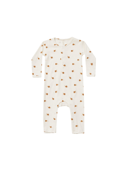 Quincy Mae Ribbed Baby Jumpsuit Ivory Snails