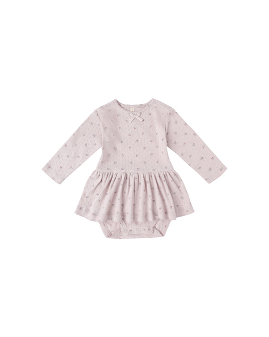 Quincy Mae Pointelle Skirted Bodysuit | Lilac Disty