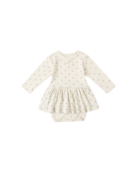 Quincy Mae Pointelle Skirted Bodysuit | Blue Disty