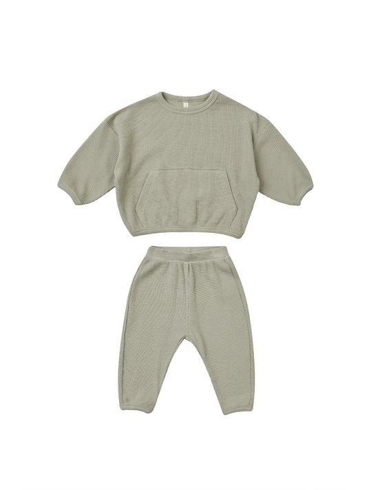 Quincy Mae Waffle Slouch Set Sage