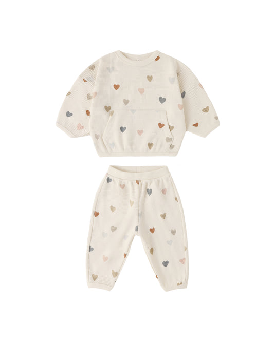 Quincy Mae Waffle Sweater Set | Confetti Hearts