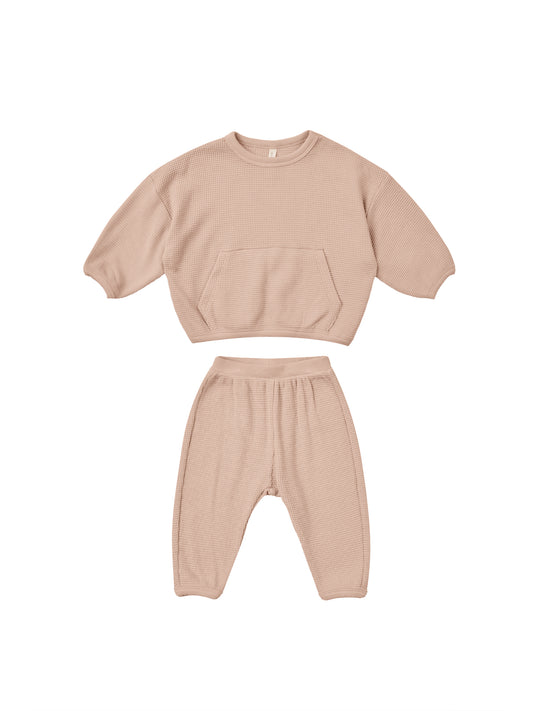 Quincy Mae Waffle Slouch Set Blush