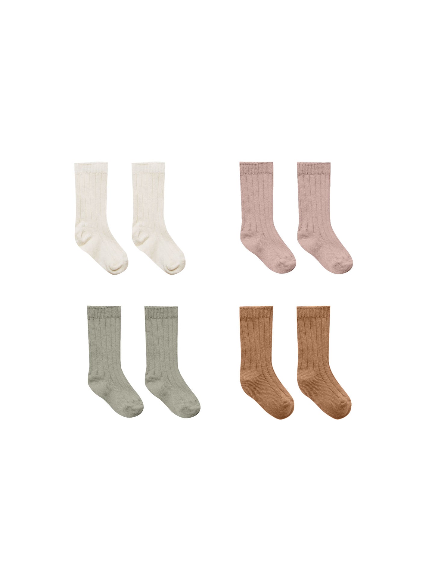 Quincy Mae Socks Set of 4 Natural | Mauve | Basil | Cinnamon