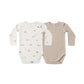 Quincy Mae Jersey Bodysuit, 2 Pack | Bunnies + Almond Stripe