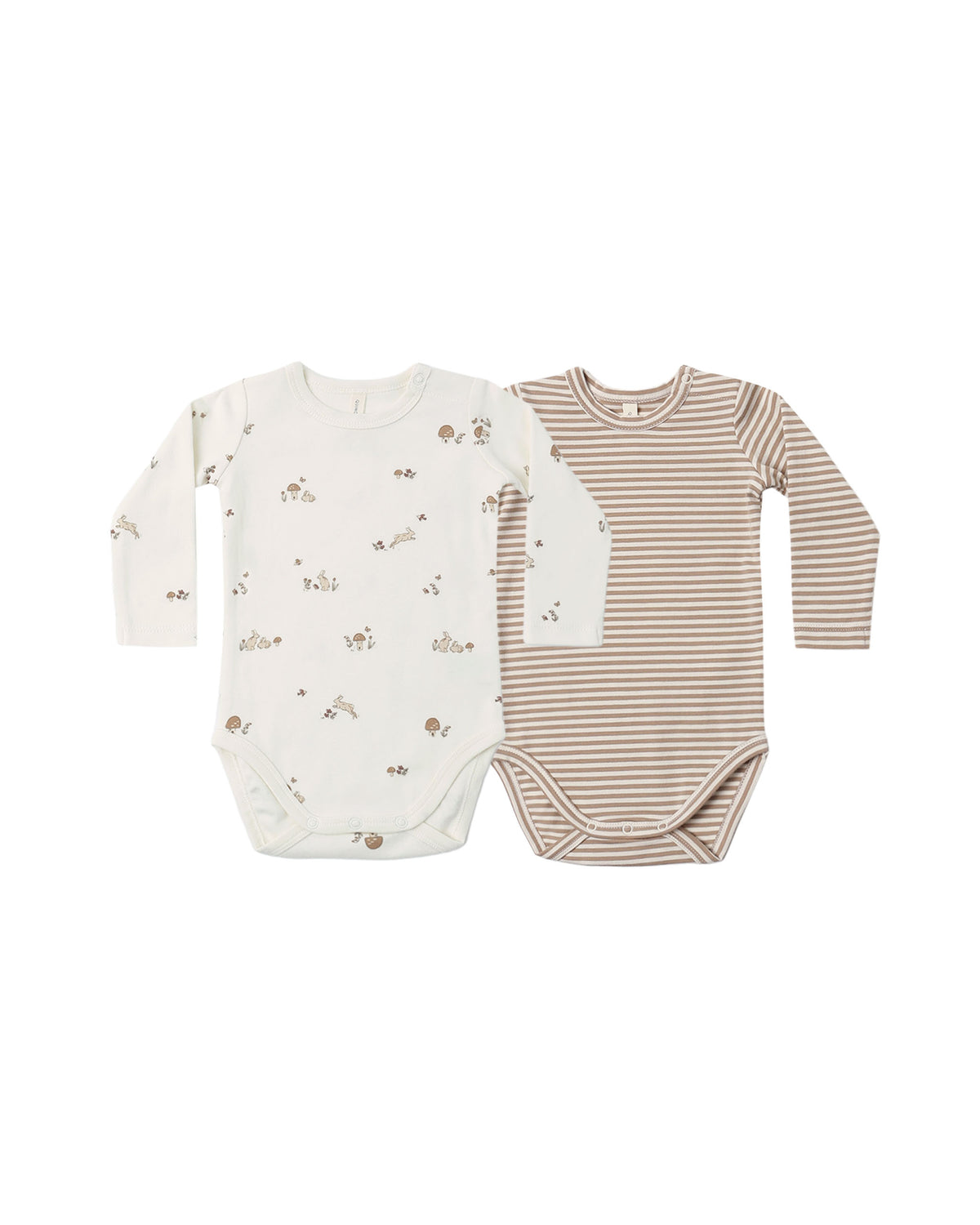 Quincy Mae Jersey Bodysuit, 2 Pack | Bunnies + Almond Stripe