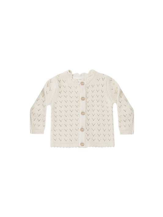 Quincy Mae Scalloped Cardigan Natural