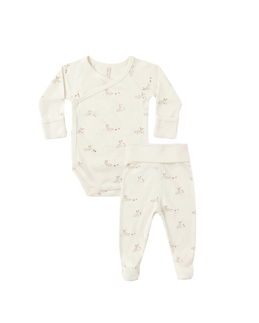 Quincy Mae Side Snap Bodysuit + Pant Set | Bunnies