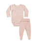Quincy Mae Side Snap Bodysuit + Pant Set | Rose Micro Stripe