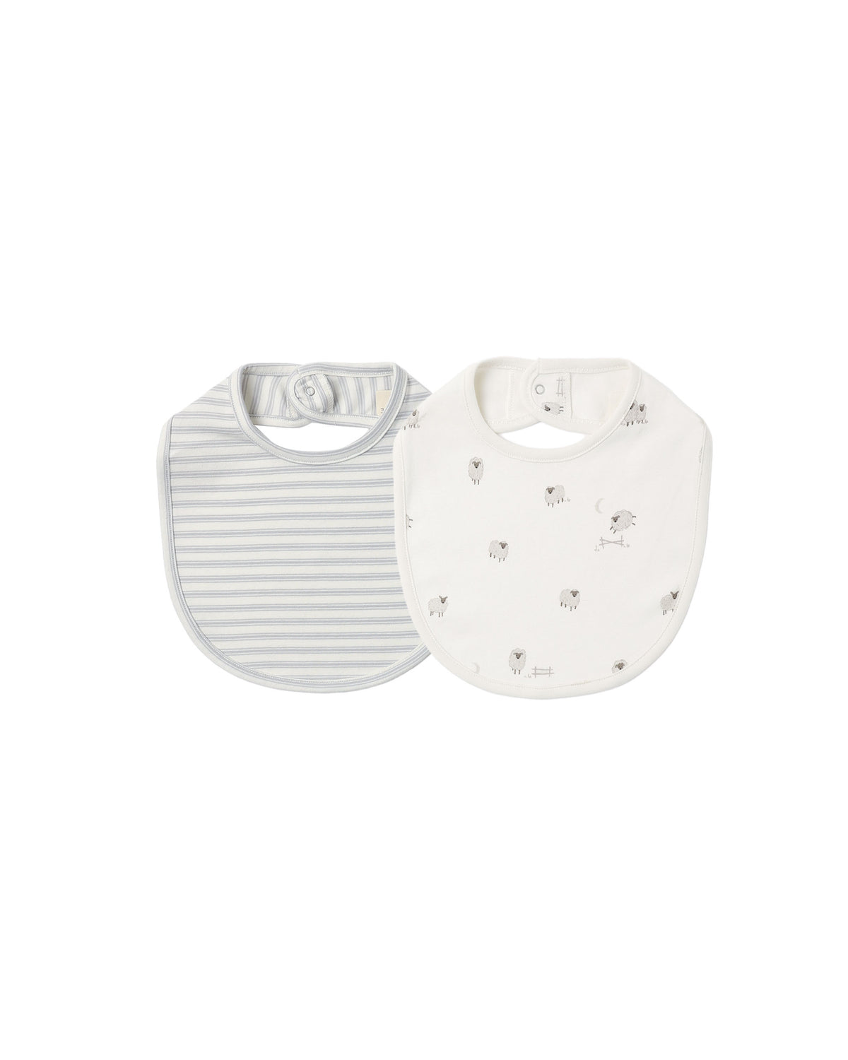 Quincy Mae Jersey Snap Bib, 2 pack | Sheep + Cloud Stripe