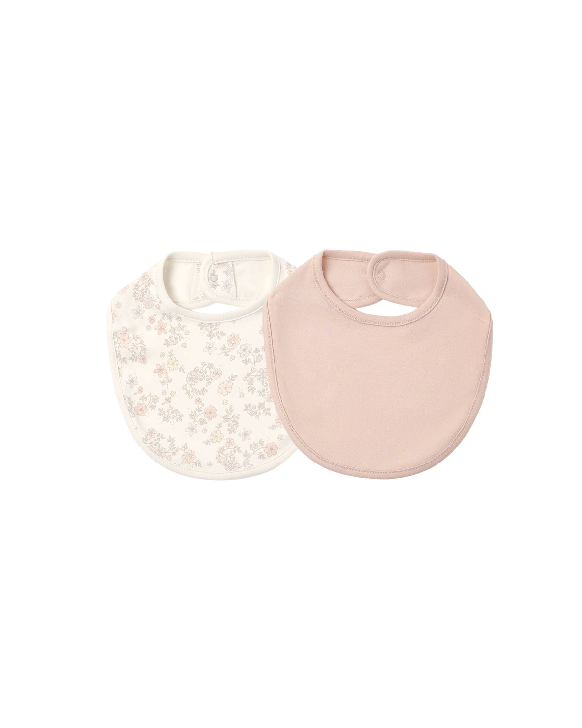 Quincy Mae Jersey Snap Bib, 2 pack | Floral Vine + Dusty Rose