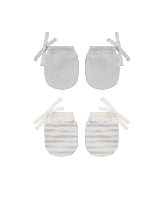 Quincy Mae No Scratch Mittens, set of 2 | Cloud Stripe + Cloud