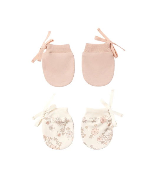 Quincy Mae No Scratch Mittens, set of 2 | Floral Vine + Dusty Rose