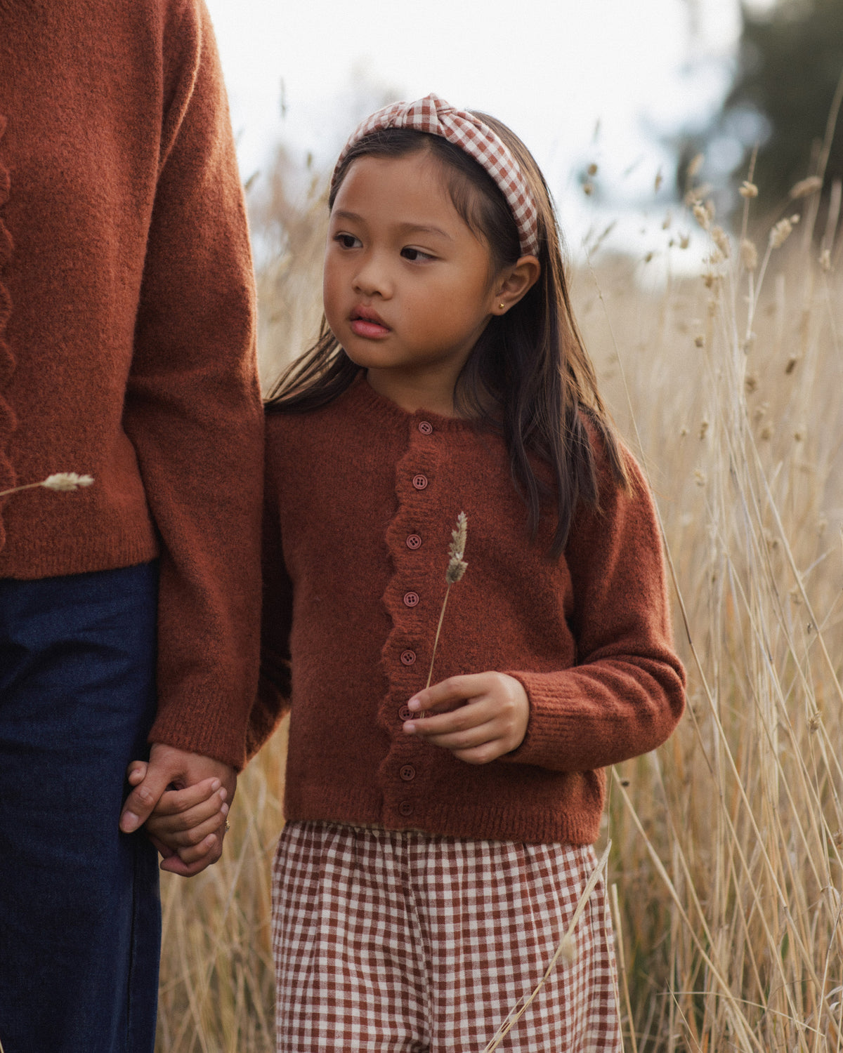 Rylee + Cru Scallop Cardigan Brick