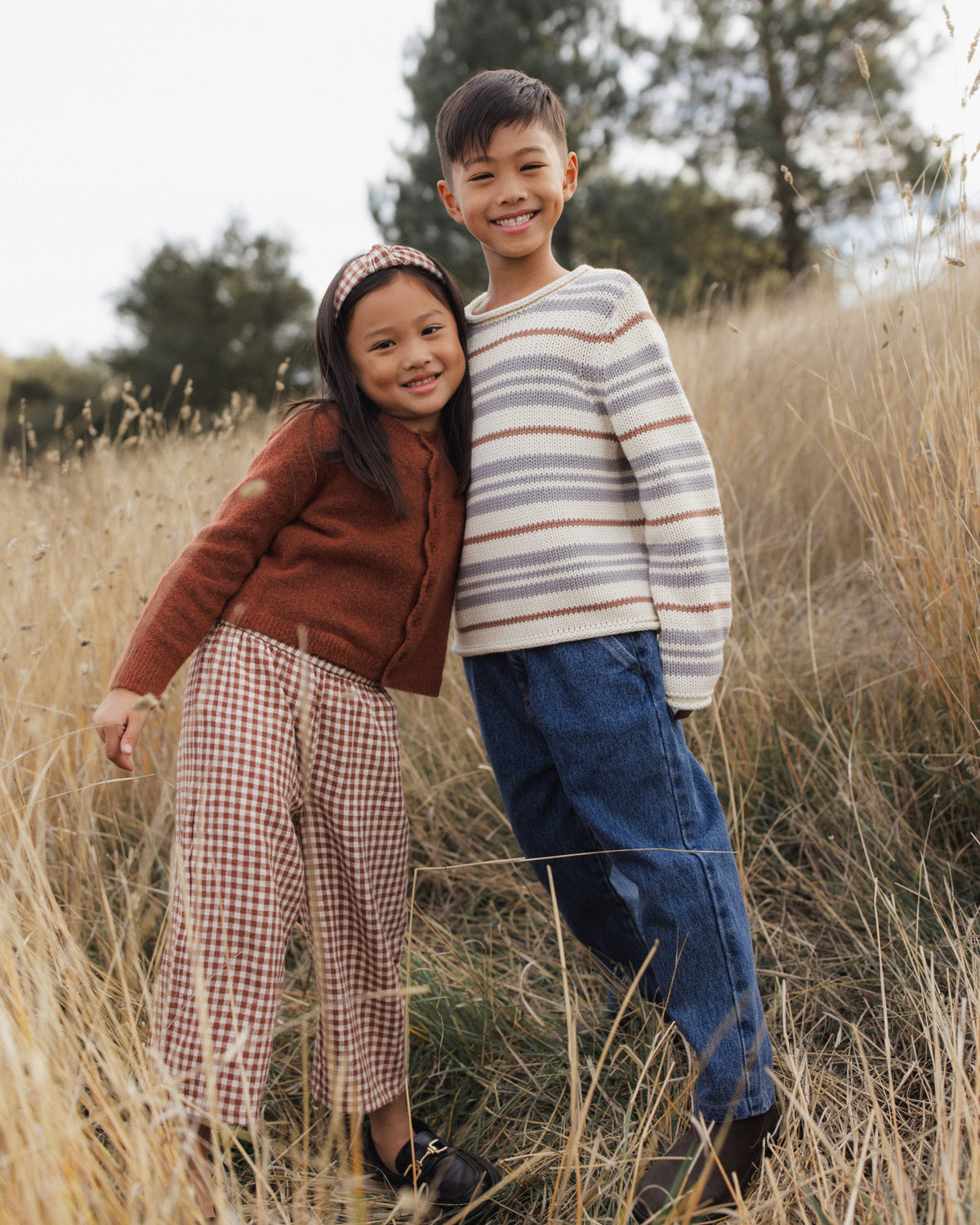 Rylee + Cru Wide Leg Pant Brick Check