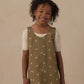 Rylee + Cru V-Neck Overall Dress Embroidered Daisies Olive