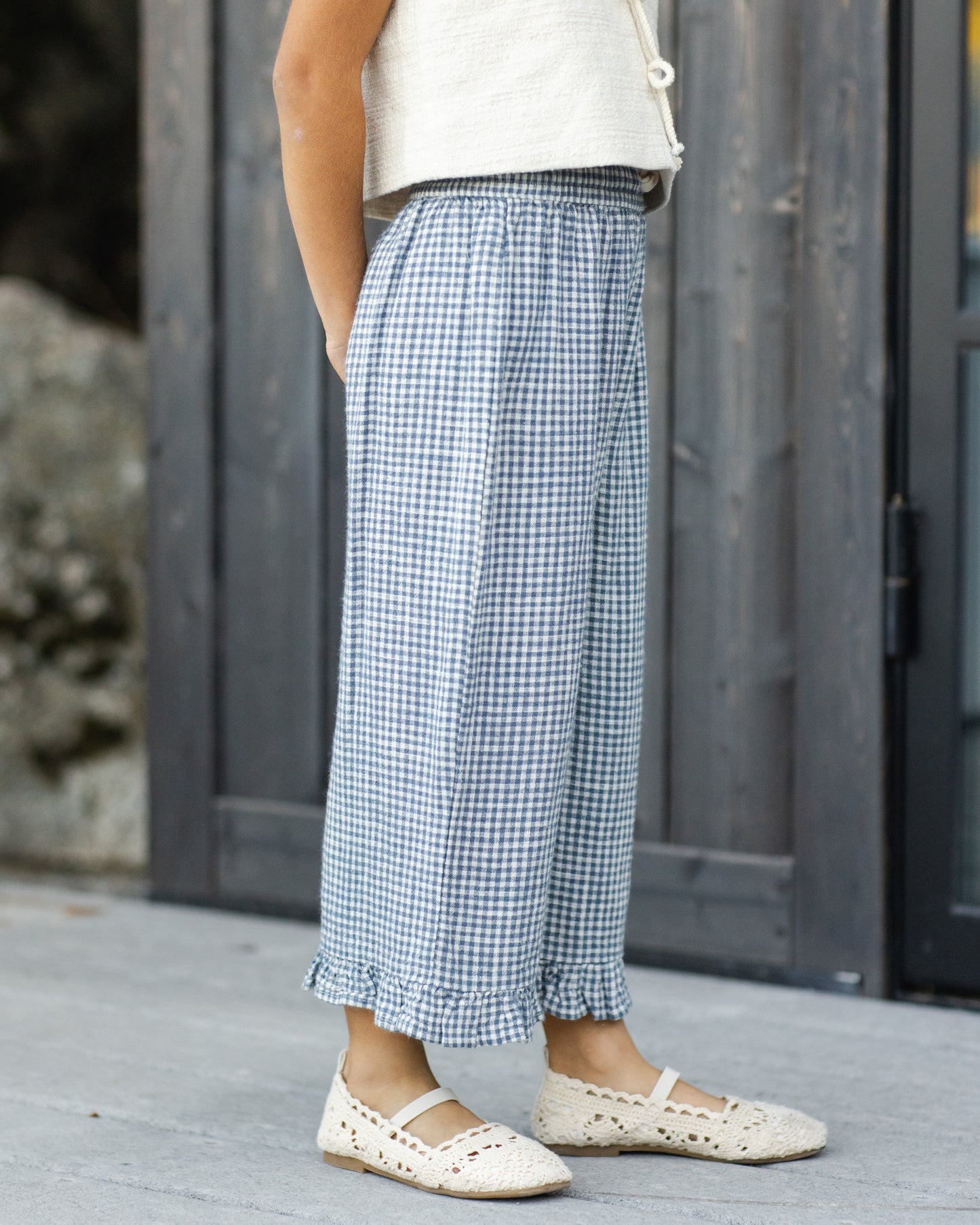 Rylee & Cru Wide Leg Pant Marine Gingham