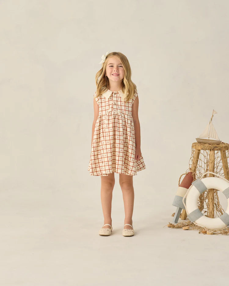 Rylee + Cru Collared Babydoll Dress Cherry Check