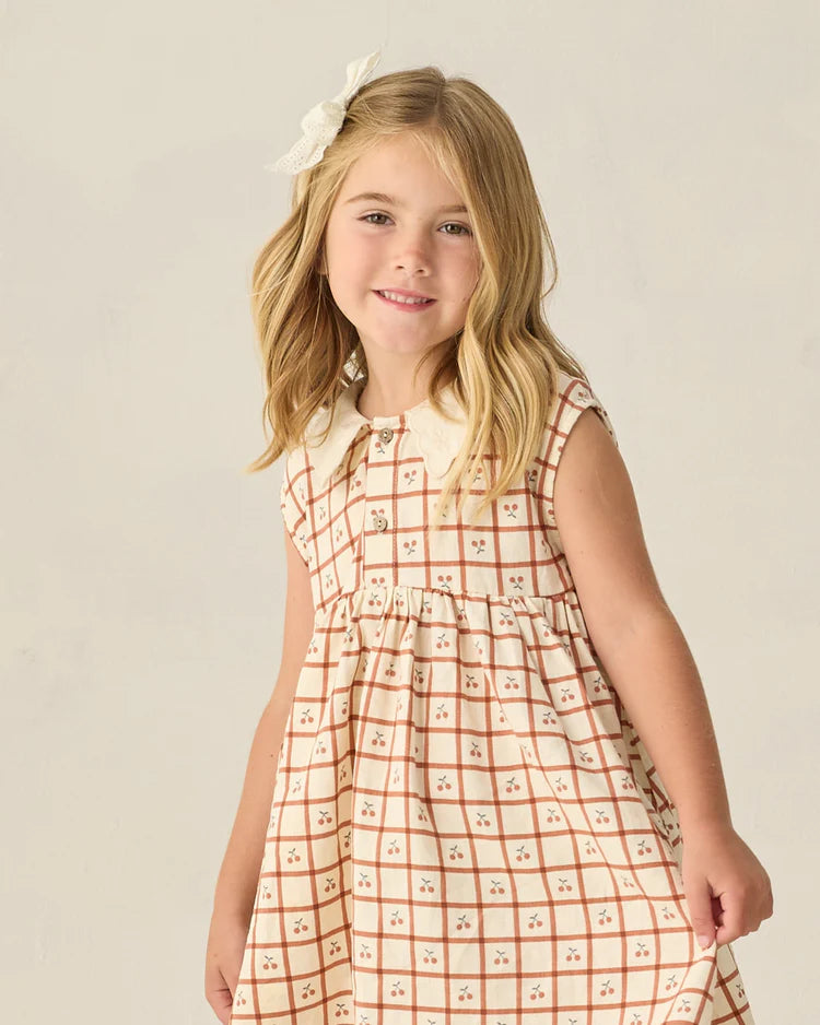 Rylee + Cru Collared Babydoll Dress Cherry Check