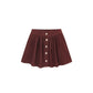 Rylee + Cru Button Front Mini Skirt | Burgundy *Pre-Order*
