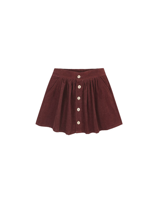 Rylee + Cru Button Front Mini Skirt | Burgundy *Pre-Order*