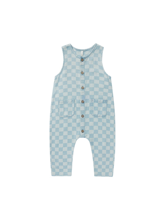 Rylee & Cru Woven Jumpsuit Blue Check