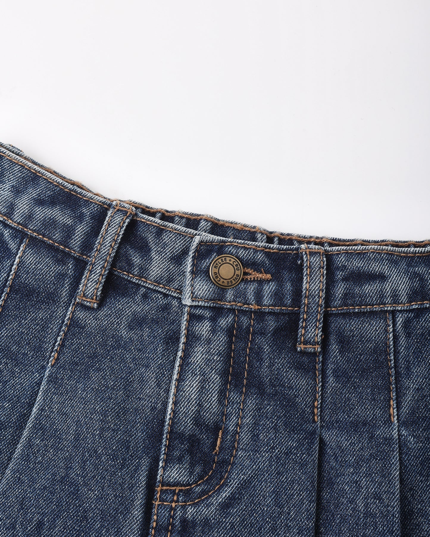 Rylee + Cru Pleated Denim Skirt Indigo