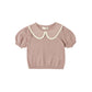 Rylee + Cru Pointelle Collared Top Rosewood