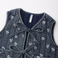 Rylee + Cru Denim Vest Heart Ditsy Indigo