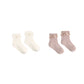 Rylee + Cru Lace Trim Socks 2-Pack Rosewood, Natural